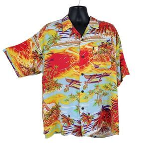 Pineapple Connection Vintage Shirt Hawaiian Button Front Tropical Camp Collar